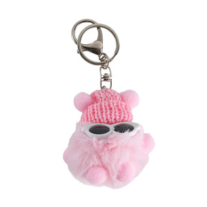 Llavero de Peluche Mini Duende de Humo de Piel Sintética de Conejo, Colgante Suave y Adorable para Bolso con Gafas de Sol, Forma 3D, Piel de Rex, Verano 2022 - Product Image 4