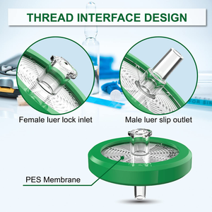 滅菌親水性注射器0.22-0.45 Um孔サイズ13mm 25mm 33mm膜フィルターPVDF PES MCE PPカスタマイズ可能OEM - Product Image 3