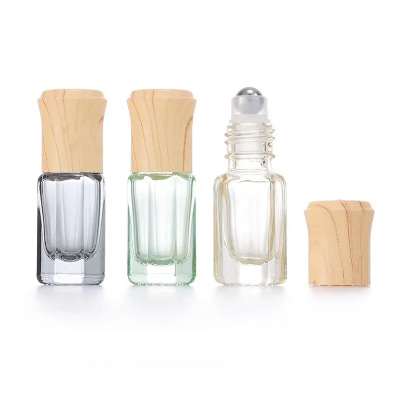 Petits flacons en verre vides avec couvercle en bambou, 5 pièces de 3ml, pour huiles essentielles, bouteilles de parfum et déodorant, rechargeables