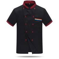 Mode personnalisée veste française en coton polyester personnalisée unisexe cuisine à manches courtes restaurant café chef manteau uniforme