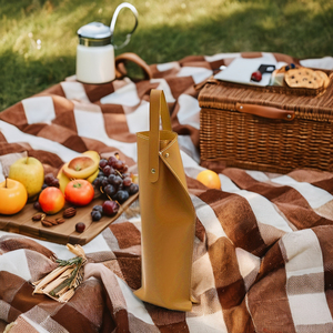 Borsa Termica Portatile in Pelle per Bottiglia di Vino, Elegante <span class=keywords><strong>Zaino</strong></span> per Singola Bottiglia, Impermeabile, Ideale per Campeggio - Product Image 4