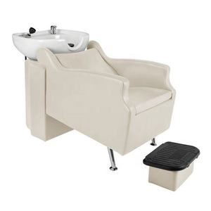 Fauteuil de lavage semi-inclinable de luxe moderne pour salon de coiffure, avec coussin d'assise épaissi et bac en céramique - Product Image 3