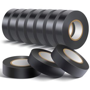 Paquete de 10 Cintas Eléctricas Negras de 180 micras x 19 mm x 60 pies, <span class=keywords><strong>Cinta</strong></span> Eléctrica de Alta Temperatura Resistente a la Intemperie para Aislamiento y Envoltura de Cables - Product Image 1
