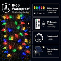 Guirlande lumineuse LED C6 Fraise IP44 50 LED 5m Solaire et Alimentation Secteur 8 Modes Multicolore Noël Extérieur Jardin OEM CE