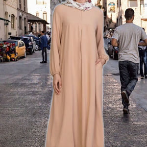 Abaya Zifeng OEM al por Mayor de Alta Calidad para Mujeres Musulmanas de Oriente Medio, Manga Larga, Transpirable, de Poliéster, Plisada, de Color Sólido - Product Image 3