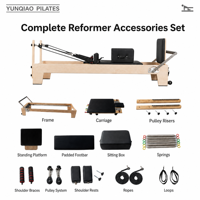 Reformer Kayu Maple Profesional Bahan Ramah Lingkungan Pegas yang Dapat Disesuaikan Pengiriman Cepat Pilihan Studio Yoga