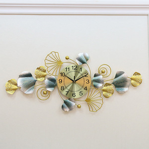 All'ingrosso grande metallo orologio da parete Ginkgo foglia pavone Art Designer movimento al quarzo personalizzato silenzioso <span class=keywords><strong>soggiorno</strong></span> parete decorativa - Product Image 5