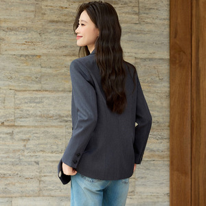 Women's Light Pink Blazer Solid Color Polyester Worsted Fabric Autumn 2025 Style Simple Elegant Casual Versatile - Product Image 4