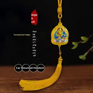 Adorno Colgante para Coche de Tsatsa Thangka Pintado a Mano con Buda de la Medicina, Ksitigarbha y Palden Lhamo - Product Image 2