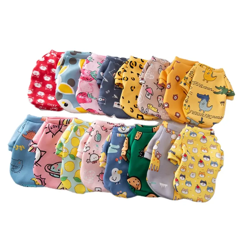 New Kawaii Cartoon Printed Pet Clothes Warm Two-legged Sweater Autumn Winter Dog and Cat Clothes French Bulldog Clothes