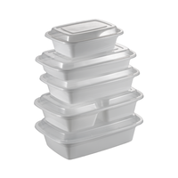 Boîte à bento jetable en plastique blanc à 1 2 3 compartiments pour la préparation et le stockage des repas avec couvercles
