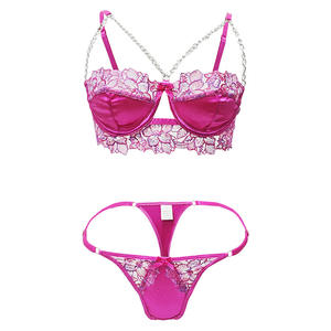Catena ricamata rosa Applique in vita Sexy da donna in pizzo a 3 punti Lingerie 2 pezzi cava <span class=keywords><strong>biancheria</strong></span> <span class=keywords><strong>intima</strong></span> <span class=keywords><strong>senza</strong></span> filo - Product Image 5
