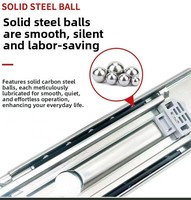 Glissières de tiroir à trois sections entièrement extensibles de 53 mm, robustes, avec fermeture amortie et roulement à billes, pour cuisine et chambre, haute capacité de charge