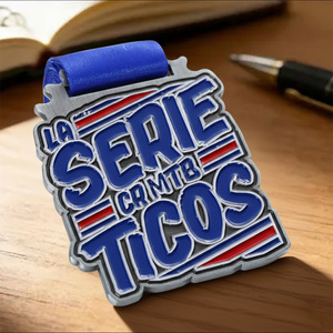 เหรียญรางวัลสำหรับนักปั่นจักรยานเสือภูเขา ทำจากโลหะผสมสังกะสี ชุบเงินโบราณเคลือบเงา พร้อมโลโก้ 3 มิติ ดีไซน์ตัวอักษรแบบกำหนดเอง พร้อมริบบิ้น - Product Image 5