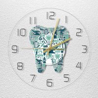 Horloge murale en acrylique de conception artistique moderne de 10 pouces, personnalisation, horloges rondes en MDF, décorations dentaires, logo personnalisé