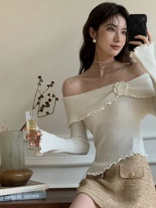 Maglioni Eleganti da <span class=keywords><strong>Donna</strong></span> con Spalle Scoperte, Sexy e Casual, in Maglia per l'Autunno, in Poliestere, Taglie Forti, Abbigliamento Femminile AL020-W - Product Image 6