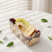 Boîte d'emballage jetable transparente en PET pour desserts aux fruits et gâteaux, avec couvercle à charnière transparent imprimé sur mesure