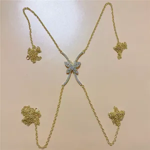 SHIXIN Chaîne de Corps Papillon Sexy à Strass Vente Chaude, Chaîne de Poitrine Bikini Tendance Bijou pour Femme Fête - Product Image 4