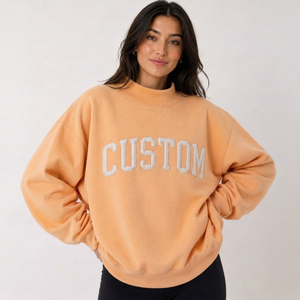 Sweat-shirt à col montant pour femme de qualité supérieure, taille plus, logo brodé, tissu polaire, pull décontracté - Product Image 1