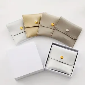 Pu Lederen Snap Op Sieraden Tas Vierkante Gesp Ketting Ring Opbergtas Sieraden Organizer Etui Met Logo