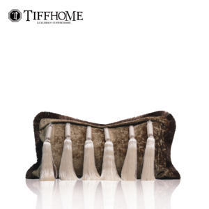 Cojín Decorativo con Borlas Marrones TiffHome, Cojín Lumbar de Diseño con Parches, Ideal para Cafeterías, Bares <span class=keywords><strong>y</strong></span> Salas de Exhibición - Product Image 2