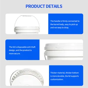 حاوية دلو بلاستيكية بمواصفات مختلفة من مادة آمنة على الغذاء من مورد في الصين