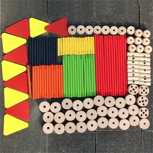 144 Pezzi Blocchi <span class=keywords><strong>di</strong></span> Costruzione in <span class=keywords><strong>Legno</strong></span>, Gioco Educativo DIY con Giunti e Bastoncini per Bambini - Product Image 3