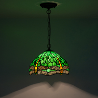 Tiffany vitrail éclairage table à manger suspension suspension luminaire vert libellule salon lustres de luxe modernes