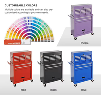 Armoire à outils roulante, plusieurs couleurs, avec coffre supérieur, tiroirs et portes verrouillables en acier pour garage et atelier
