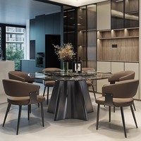 Moderner leichter Luxus-Esstisch aus künstlichem Granit mit rundem Esstisch und langlebiger Oberfläche für Wohnzimmer und Restaurant