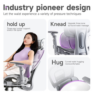 LingTuo Office Chair Ergonomic Mesh Reclining Swivel Computer Chair with Lumbar Support and Headrest for Home Office Use - Product Image 2