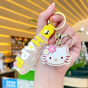 Custom Clear Transparent PVC Keychain for Bag Soft Animal Keyring with Carabiner Lucky Cat Anime 2D Cartoon Promotional Keychain