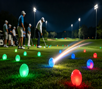 Balles de golf LED lumineuses multicolores à deux couches, haute luminosité, clignotantes, en caoutchouc, pour entraînement nocturne et flottant en milieu de nuit