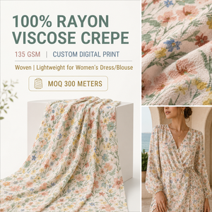 Tessuto <span class=keywords><strong>in</strong></span> <span class=keywords><strong>Viscosa</strong></span> 100% Rayon 135GSM, Ecologico e Traspirante, Stampa Digitale Personalizzata, Leggero per Abiti e <span class=keywords><strong>Camicette</strong></span> da Donna - Product Image 1
