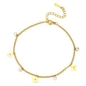 Nueva Tobillera Coreana de Acero Inoxidable con Flecos Florales y Circones para Mujer, No se Desvanece, Pulsera para el Pie 2026 - Product Image 4