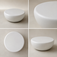 Table basse ronde en marbre artificiel blanc avec structure en fibre de verre pour salon, mobilier d'hôtel, personnalisable