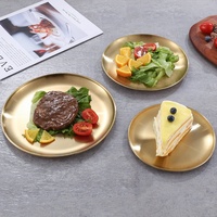 Assiette de Dîner et Restaurant, Plateau Rond en Acier Inoxydable, Plats de Service Dorés, Sous-Assiettes de Mariage