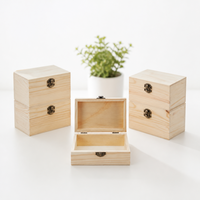 Boîte en bois avec couvercle à charnières, en pin massif brut, coffre de rangement pour projets professionnels de bricolage et de marquage de marques