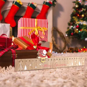 帕福圣诞快乐派对礼品桌面装饰品雪橇倒计时日历木制圣诞老人