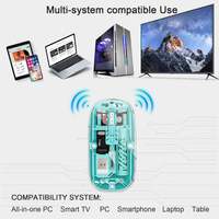 Souris optique transparente sans fil, souris sans fil transparente mince, souris Bluetooth
