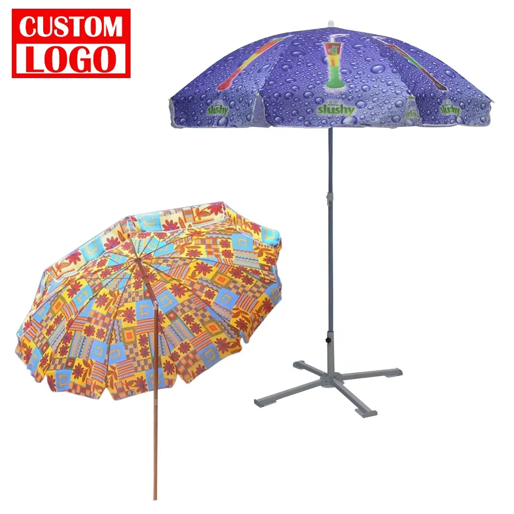 Factory Price Custom Big Umbrella Beach Heavy Duty Sand Beach Umbrella