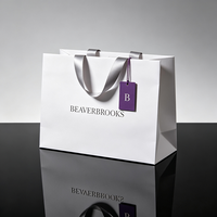 Sac en papier blanc avec logo personnalisé et étiquette de marque, production en 72h, sac de shopping pour bijoux recyclable, vente en gros