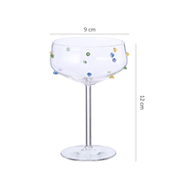 Verres à vin modernes personnalisables en forme de globe de cristal à pois colorés, à pied fin, pour vin rouge, capacité 301-400 ml, pour mariages et fêtes