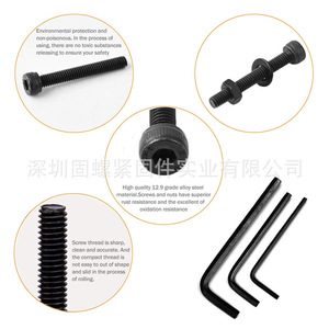 1080pcs Black Alloy Steel Socket Head Cap <b>Screws</b> <b>Set</b> Metric M2 M3 M4 DIN912 Class 8.8 With Nuts Washers And Hex Keys - Product Image 4