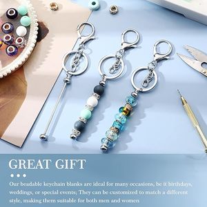 <b>Personalized</b> DIY Beadable <b>Keychain</b> Set Blank Metal Keyring Bars with Silicone Beads Custom Branding Jewelry Making Kit Bulk - Product Image 6