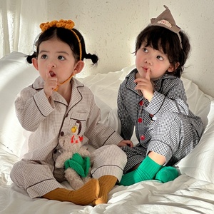 Kid's Girl's Plaid Nightwear Cotton Long Sleeve 2026 Spring 2 Piece Outfit <strong>Boys</strong> <strong>Clothing</strong> Sleepwear Girls Kids Customized Pajamas - Product Image 3