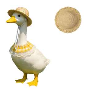 Ensemble chapeau de paille et bavoir en dentelle pour animaux de compagnie, pour chiens, chats, canards, <span class=keywords><strong>oies</strong></span>, décoration, bandana pour animaux, déguisement d'oie de porche, accessoire de décoration - Product Image 1