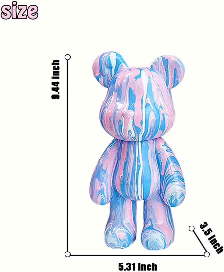 手作り アート 流体ペイント 水色 流体熊 流体 クマ 飾り物 小銭入れ 家の装飾のためのDIY流体クマ樹脂像クリエイティブ絵画アート装飾|