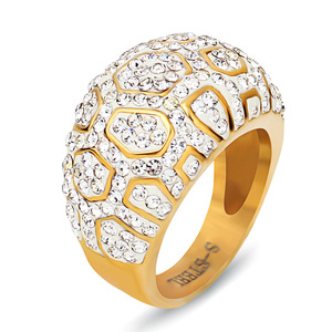 Bague à motif géométrique or noir micro-pavée de diamants, bijoux unisexes tendance pour les soirées - Product Image 5
