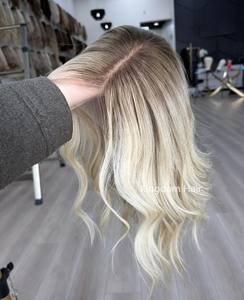 Topper en dentelle HD fine et plate, couleur blond doré clair, en cheveux humains vierges <span class=keywords><strong>de</strong></span> bonne qualité, avec trames fermées en dentelle frontale, pour femmes souffrant <span class=keywords><strong>de</strong></span> perte <span class=keywords><strong>de</strong></span> cheveux - Product Image 4